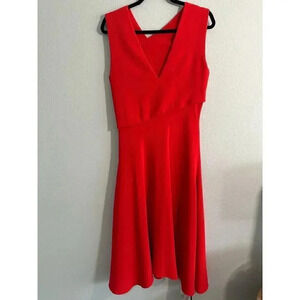 Iris & Ink Asymmetrical Waistline Reddish Orange Dress 14